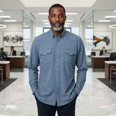 Deep Water Pearl Snap Shirt | Long Sleeve