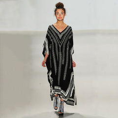 Black Bottom Quick Drying Robe Beach Dress Loose plus Size Maxi Dress Bikini Cover up Sun Protection Shirt Women Robe