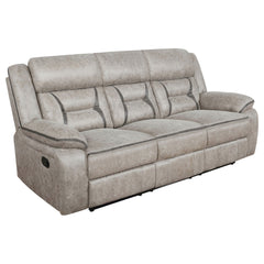 Greer Upholstered Motion Reclining Sofa Taupe