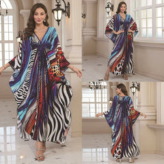 Fashion Personalized Cotton Printed Beach Dress Women - ZS2463 Flowers / Free Size - dress
