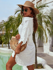Women Clothing Dress Jacquard Irregular Asymmetric Lace Shirt Slip Dress Blouse
