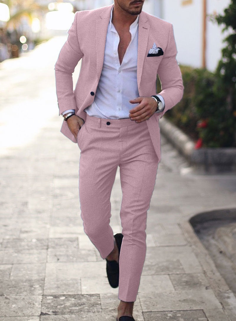men's pink spring suit