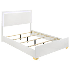 Marceline Wood Eastern King LED Panel Bed White