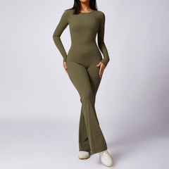 Leisure Horn Long Sleeve Yoga Jumpsuit Tight Quick-drying Sports Workout - Advanced Black / L - jumpsuit