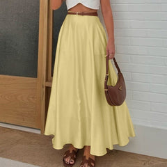 Polyester Satin Draping Yellow Skirt - Yellow / L - skirt