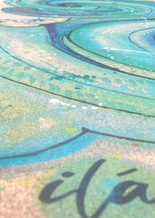 Surf Hand Painted Cork Yoga Mat - Ocean Colors - Yoga Mat - Hand Painted
