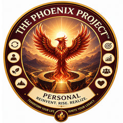 Logo of The Phoenix Project with a phoenix rising from the ashes in the center.