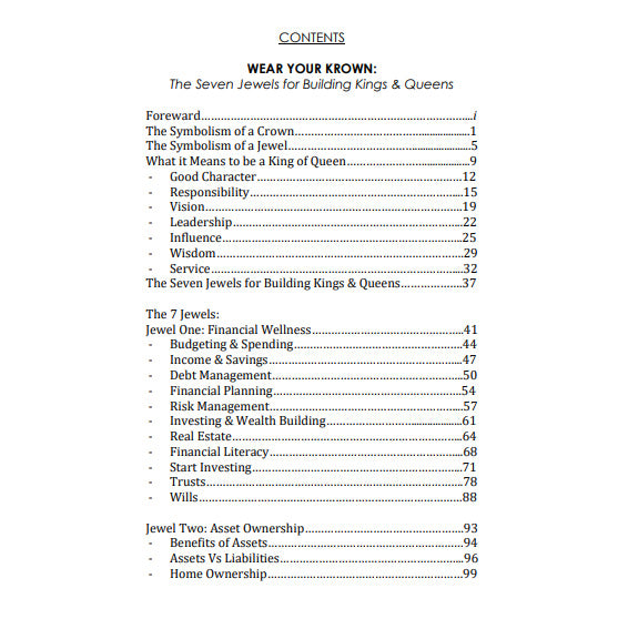 wear your krown self-help book table of contents