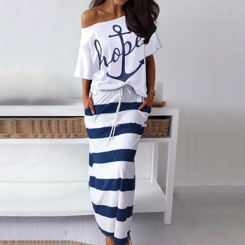 navy blue and white stripe anchor summer dress
