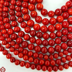 Red Bamboo Coral Beads Smooth Round - 4mm - Beads