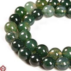 Moss Green Marbled Agate Smooth Round - 4mm - gemstones