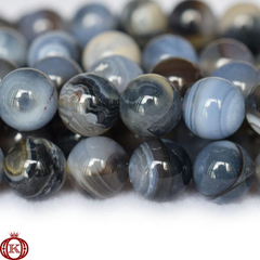 Blue Gray Fire Agate Gemstone Beads Smooth Round - 8mm - Beads