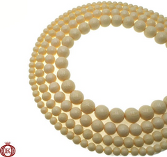 Cream Bone Beads Smooth Round - 4mm - Beads