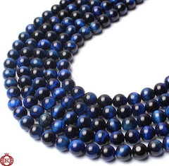 Blue Tiger Eye Beads Smooth Round - 4mm - Beads