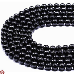 Black Tourmaline Beads Smooth Round - 4mm - Beads