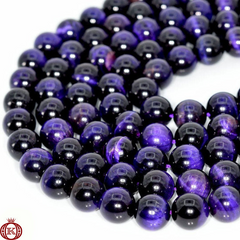 Purple Tiger Eye Beads Smooth Round - 4mm - Beads