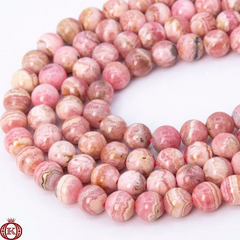 Rhodochrosite Beads Smooth Round - 4mm - Beads