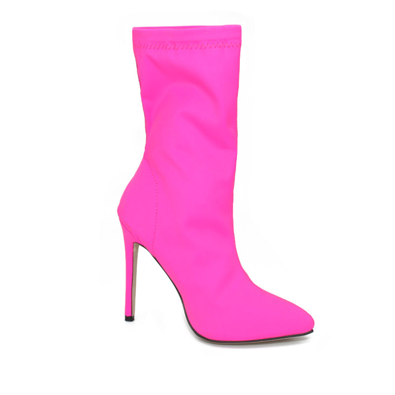 red rose pink mid calf high heels