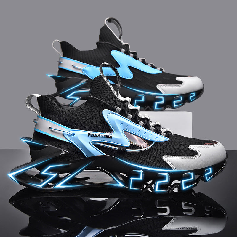 black and light blue lightweight sneakers