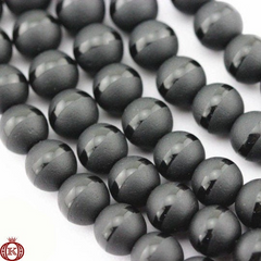 Black Matte Shiny Stripe Agate Beads - 6mm - Beads