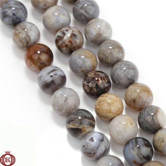 gray leaf agate gemstone beads