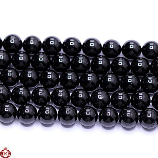 round black tourmaline beads