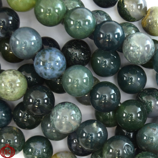moss green agate gemstone bead strands