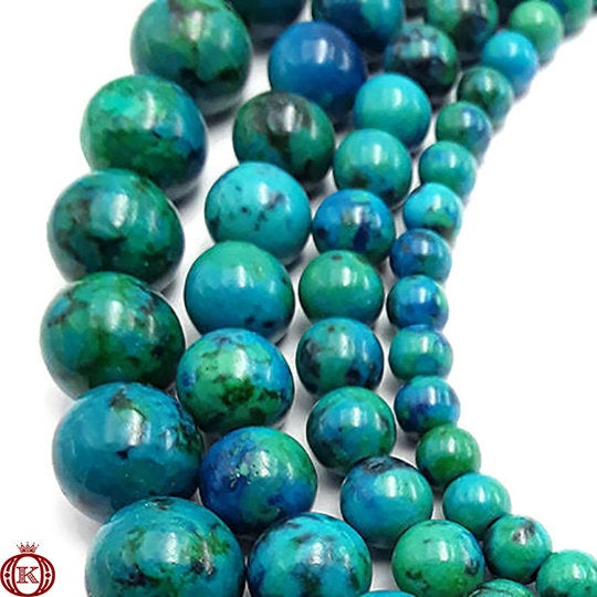 blue green azurite gemstone beads