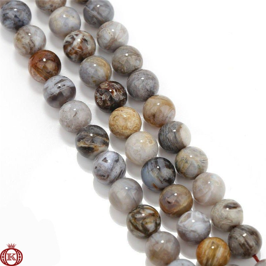 wholesale gray bamboo leaf agate gemstone beads