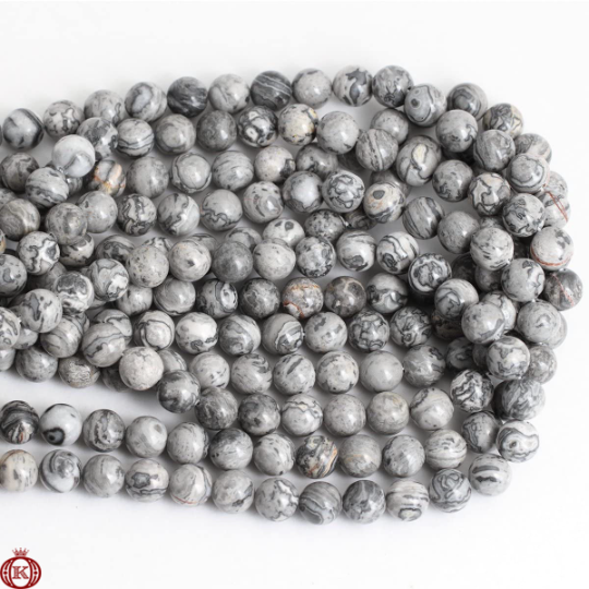 bulk gray map jasper gemstone beads