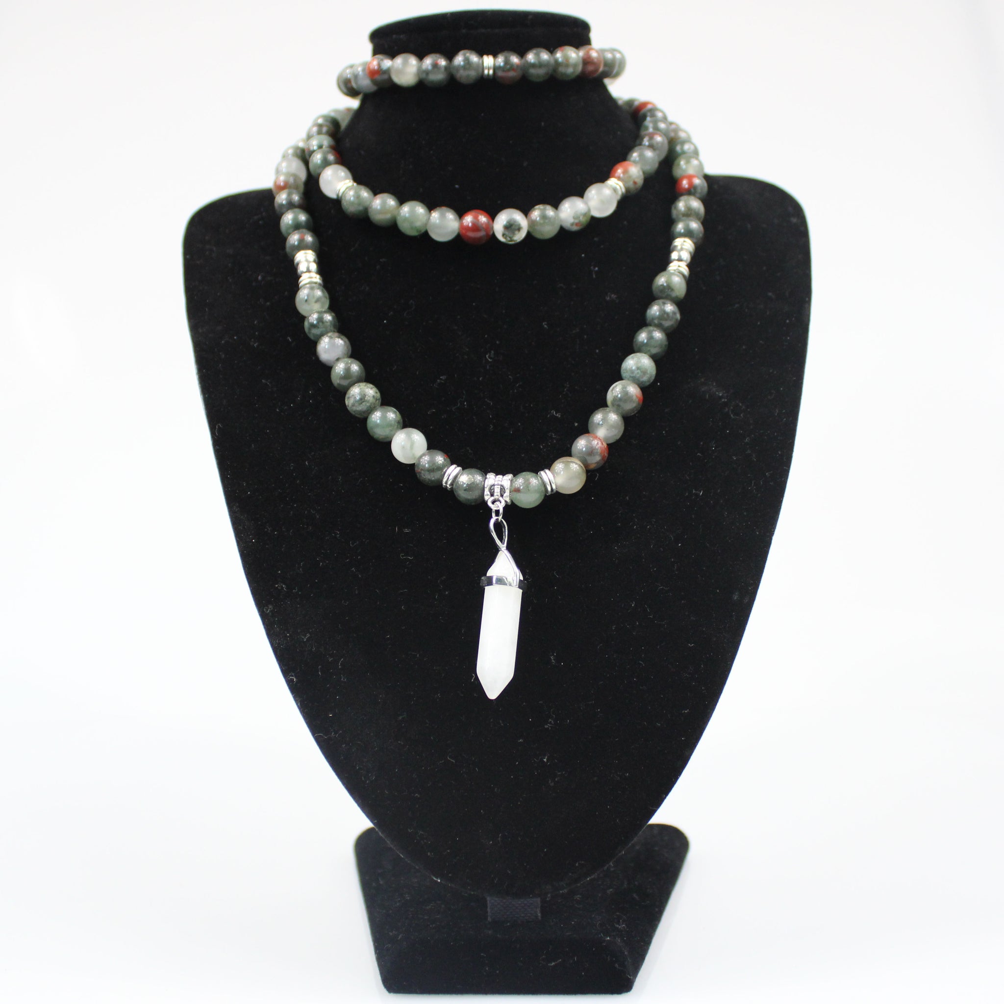 african bloodstone beaded necklace