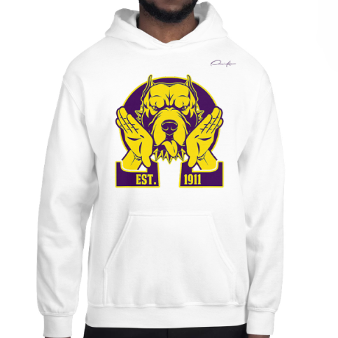 omega psi phi que dog 1911 hoodie