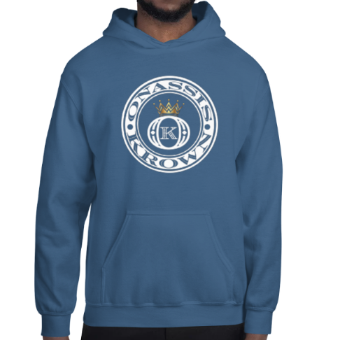 custom iron man chest logo hoodie royal blue onassis krown
