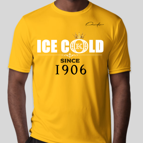 ice cold since 1906 alpha phi alpha t-shirt gold