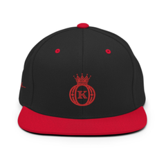 Baseball Logo Krown Icon Embroidered Two Tone Snapback Cap - Red & Black - Cap