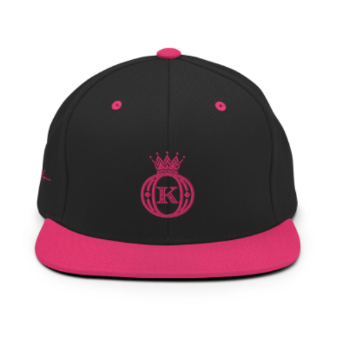 black & pink embroidered crown logo cap