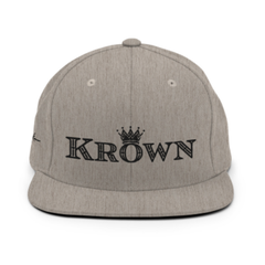 Krown Embroidered Baseball Cap Snapback - Heather Gray & Black - Cap