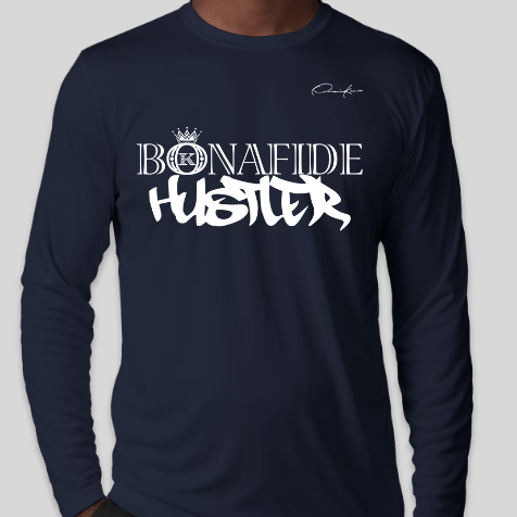 bonafide hustler shirt long sleeve navy blue