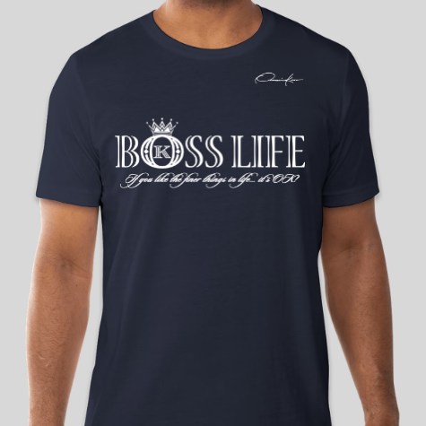 boss life shirt navy blue