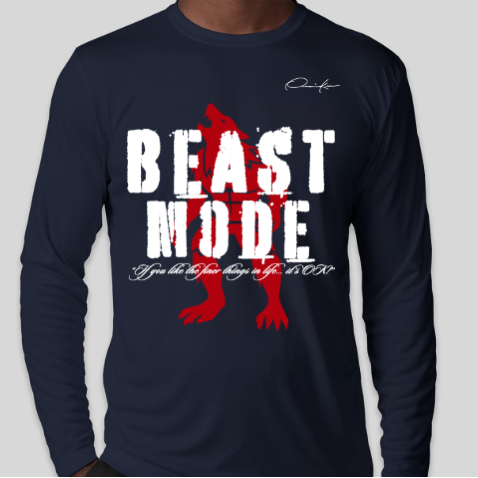 navy blue beast mode long sleeve shirt