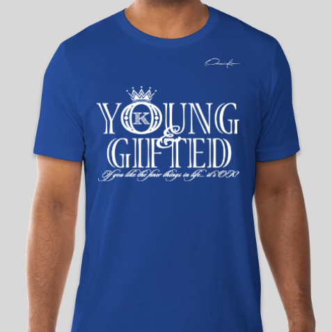 young & gifted t-shirt royal blue