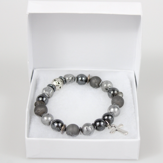 egyptian ankh charm bead bracelet gift box