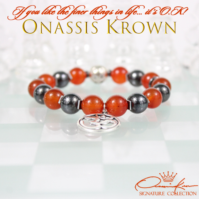 aum charm orange carnelian hematite bracelet chess board