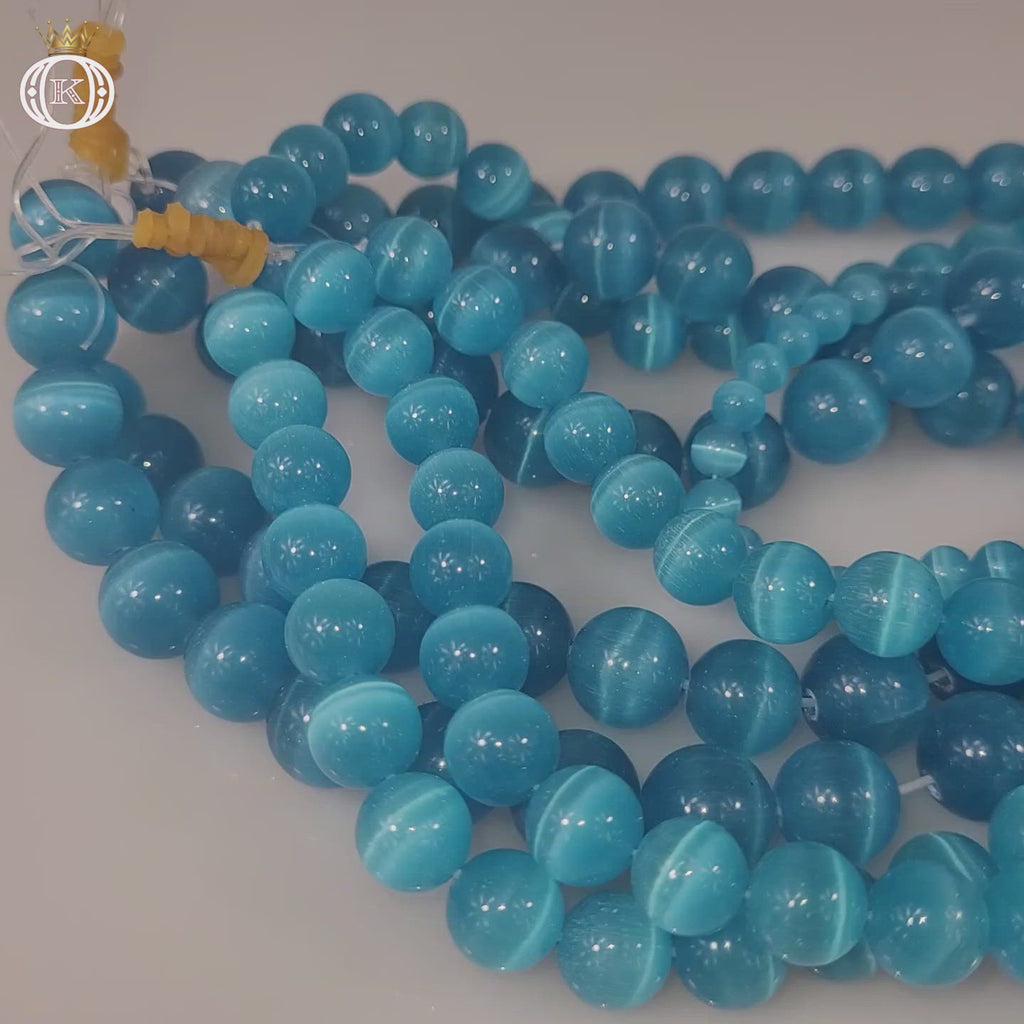 aqua blue cats eye beads video