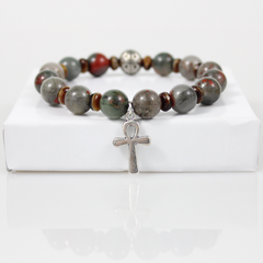 African Bloodstone Bead Bracelet - 4.5 in - Bracelet