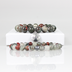 African Bloodstone Bead Bracelet Set - 4.5 in - Bracelet