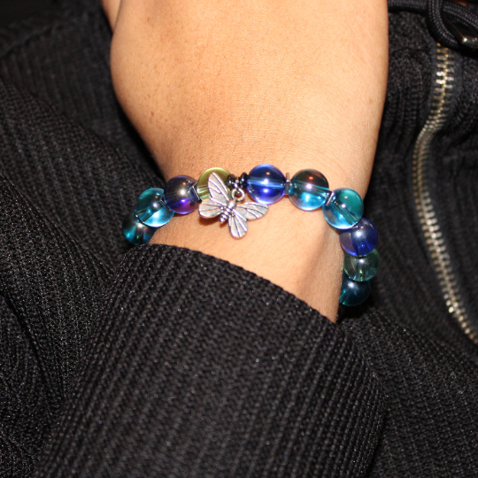 women butterfly charm bead bracelet