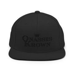 Onassis Krown Royal Font Embroidered Baseball Cap Snapback - Black on Black - Cap