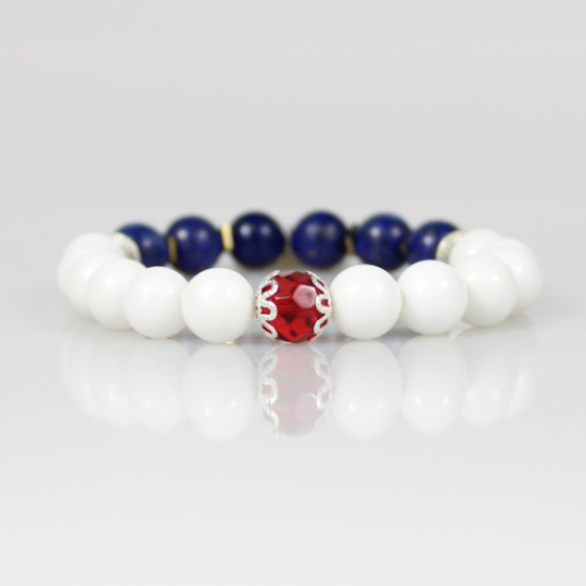 red jewel coast guard charm bead bracelet