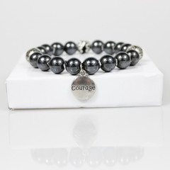 Silver Courage Charm Bead Bracelet - 4.5 in - Bracelet